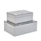 Kingston Living Set of 2 White and Silver Decorative Storage Boxes 9.75"